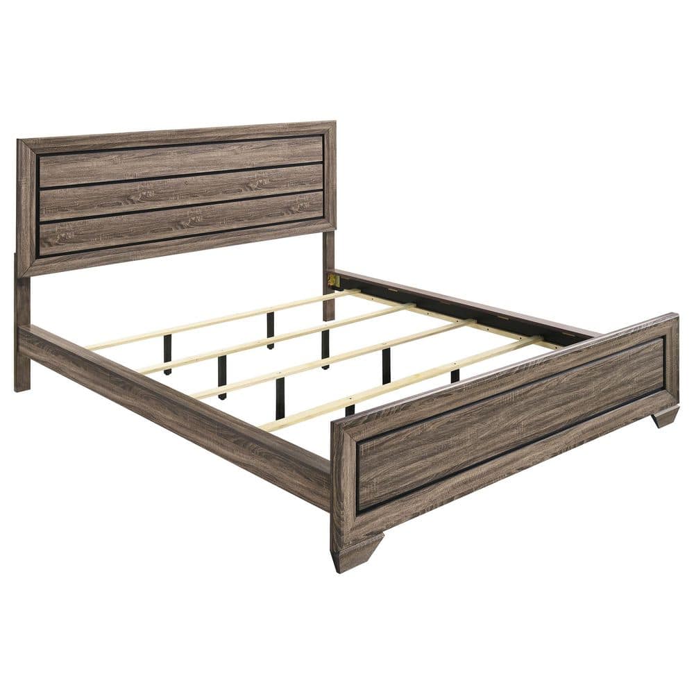 Kauffman Washed Taupe and Brown Wood Frame California King Panel Bed
