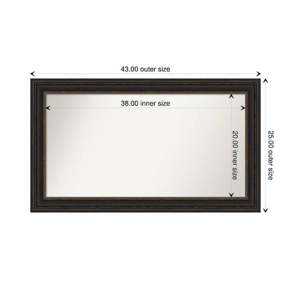 Amanti Art Accent Bronze 43 in. x 25 in. Custom Non-Beveled Polystyrene Antique Framed Bathroom Vanity Wall Mirror