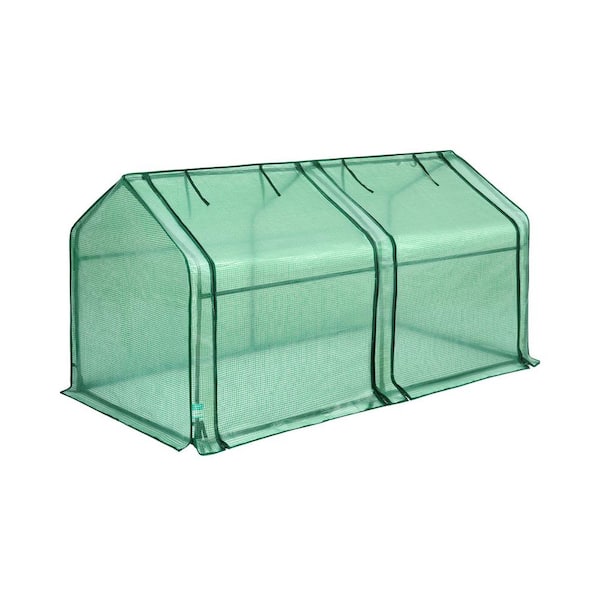 Justincity 71 in. x 36 in. x 36 in. Portable Mini Cloche Greenhouse with Elevated Bottom, Roll-up Zipper Plus 50 T-Shaped Plant Tag