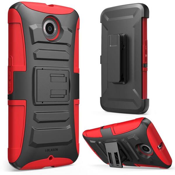 Unbranded i-Blason Prime Dual Layer Holster Case for Google Nexus 6, Red