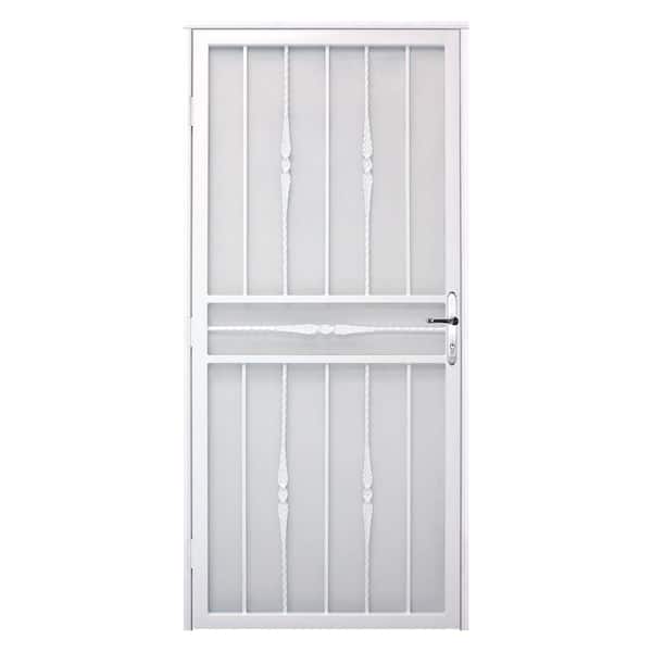 Unique Home Designs 36 in. x 80 in. Cottage Rose White Left-Hand Recessed Mount  Door with Expanded Metal Screen and Nickel -DISCONTINUED
