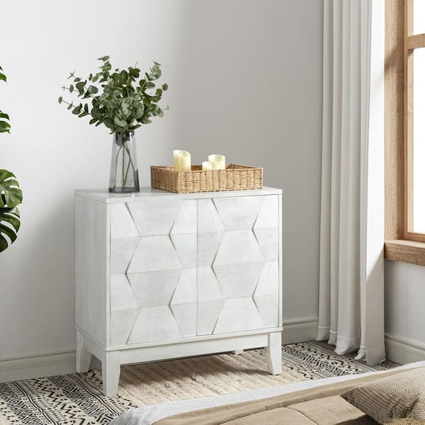 Jayden Creation Madge White 30 in. Tall 2-Door Accent Storage Cabinet with Adjustable Shelves and Adjustable Legs