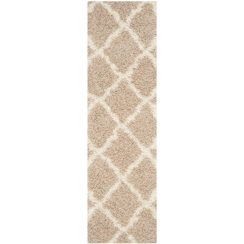 Dallas Shag Beige/Ivory 2 ft. x 12 ft. Geometric Runner Rug price history on PriceWatchPro