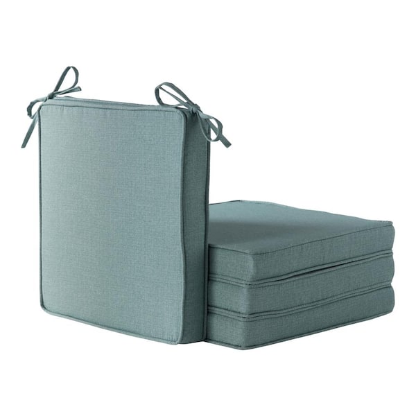 18 in. x 18 in. Seaglass Green Square Outdoor Dining Seat Cushion (4-Pack)