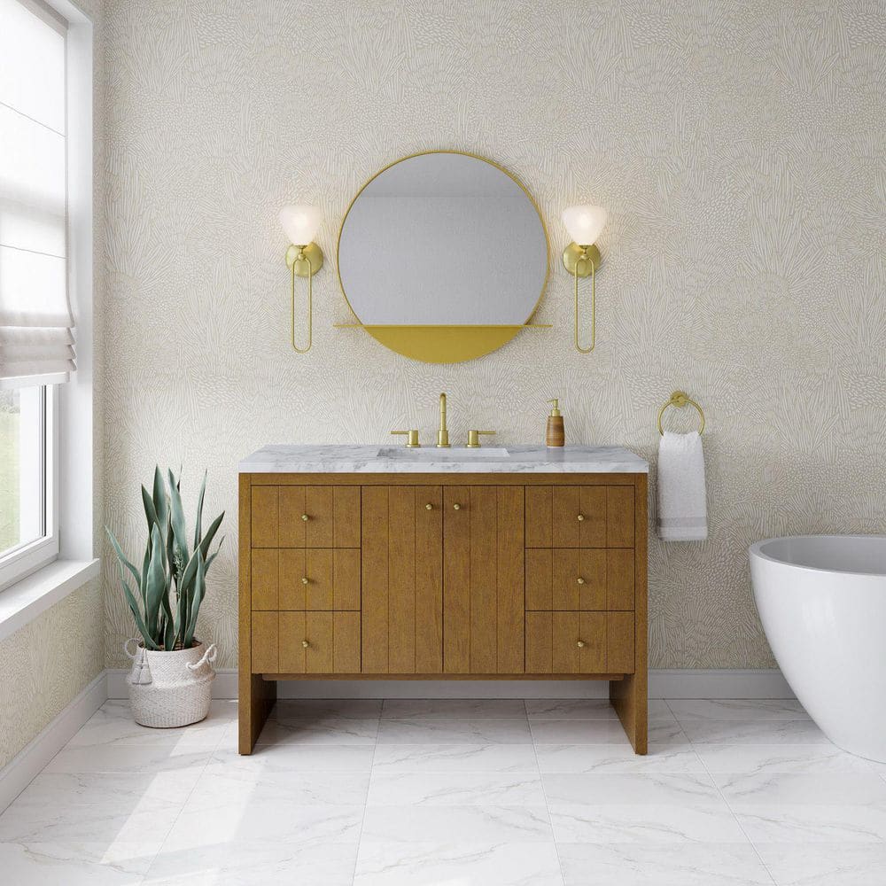 Hudson 48.0 in. Single Bath Vanity in Honey Oak with Carrara White Marble Top price history on PriceWatchPro