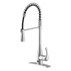 FLOW Motion Activated Single-Handle Pull-Down Spring Neck Sprayer Kitchen Faucet (Brushed Nickel)