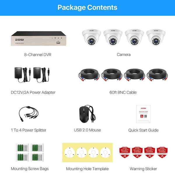 ZOSI 8-Channel H.265+ 5MP-Lite DVR Security Camera System with 4