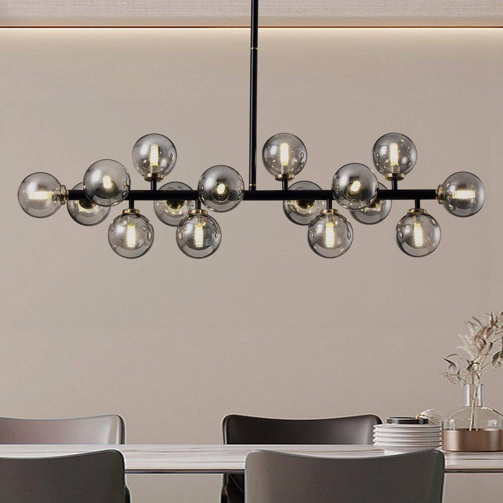 40 in. 16-Light Glass Shade Gold Sputnik Black Chandelier Mid-Century Modern Pendant Light for Dining Room Kitchen price history on PriceWatchPro