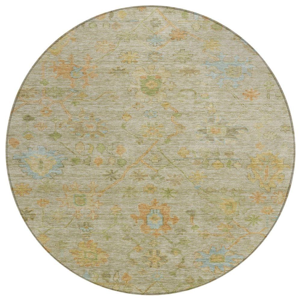 Chantille Machine Washable Indoor/Outdoor Abstract ACN1930 Sage 8 ft. x 8 ft. Round Rug price history on PriceWatchPro
