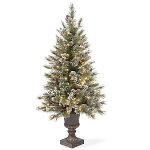 4 ft. Glittery Bristle Entrance Artificial Christmas Tree with Clear Lights