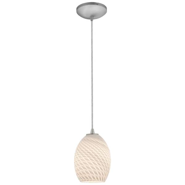 Access Lighting Brandy FireBird 1-Light Brushed Steel Shaded Pendant Light with Glass Shade