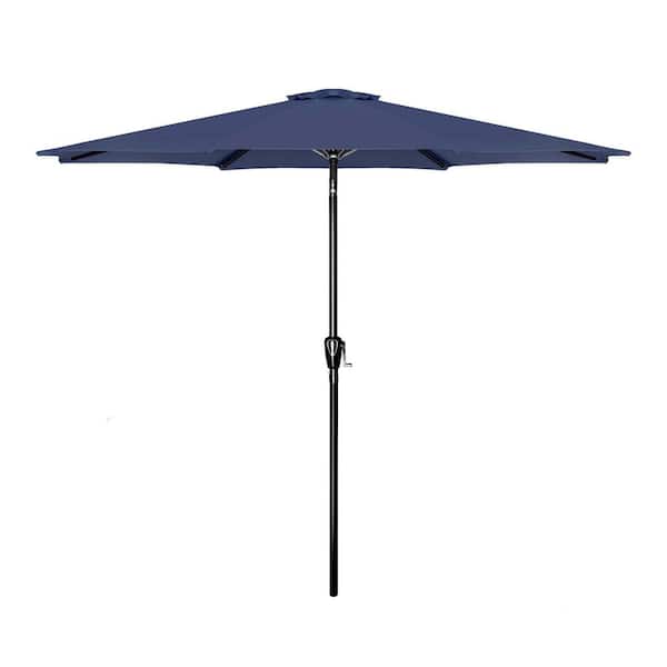 Zeus & Ruta 9 ft. Steel Patio Umbrella in Dark Blue for Outdoor, Yard