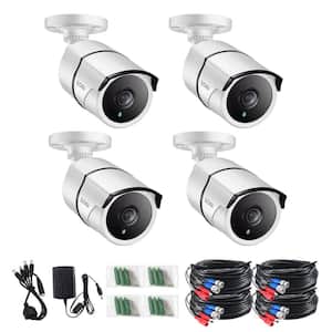 Wired 8MP Outdoor Bullet TVI Security Camera Compatible with TVI DVR, White (4-Pack)
