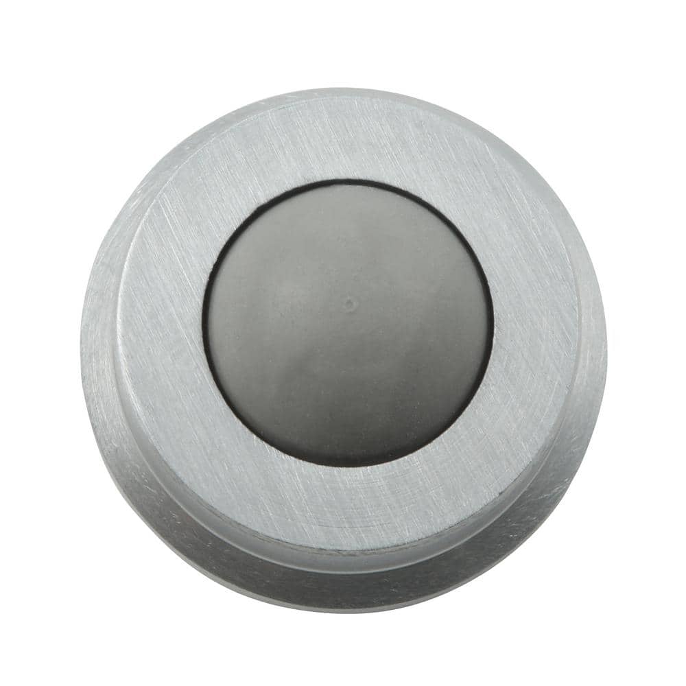 1-Inch Brushed Chrome Wall Stop with Convex Rubber Bumper