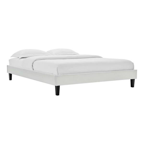 MODWAY Reign Light Gray King Performance Velvet Platform Bed Frame