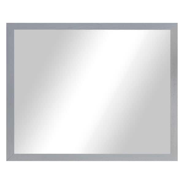 2 in Grey Frame (30 in. W x 35 in. H) Oak Hardwood Rectangle Wall Mirror