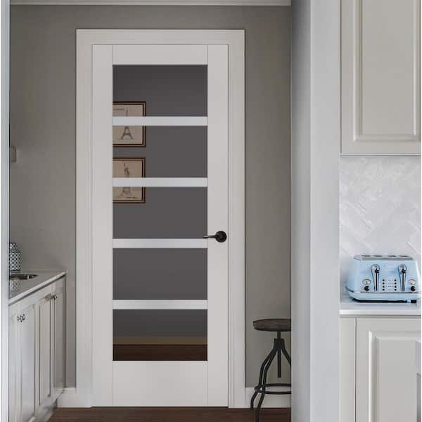 36 in. x 96 in. MODA Primed PMC1055 Solid Core Wood Interior Door Slab w/Clear Glass