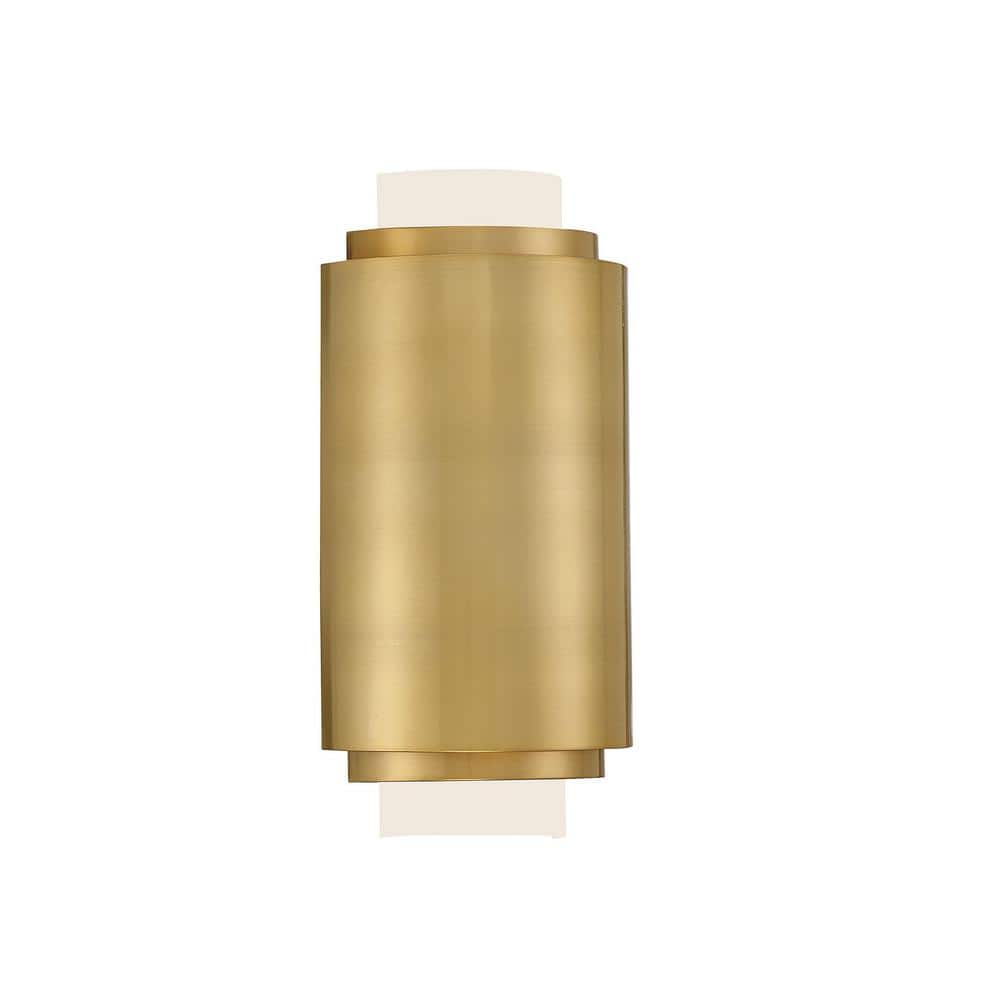 Beacon Modern Burnished Brass 2-Light Wall Sconce with Frosted Glass