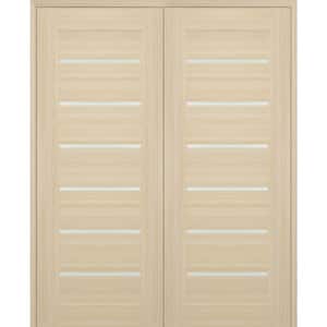 Vona 07-02 60 in. x 96 in. Both Active 6-Lite Frosted Glass Loire Ash Wood Composite Double Prehung Interior Door