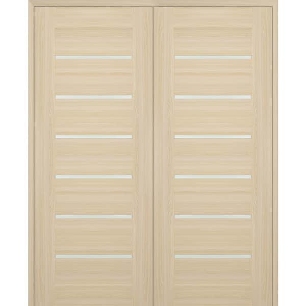 Belldinni Vona 07-02 60 in. x 96 in. Both Active 6-Lite Frosted Glass Loire Ash Wood Composite Double Prehung Interior Door