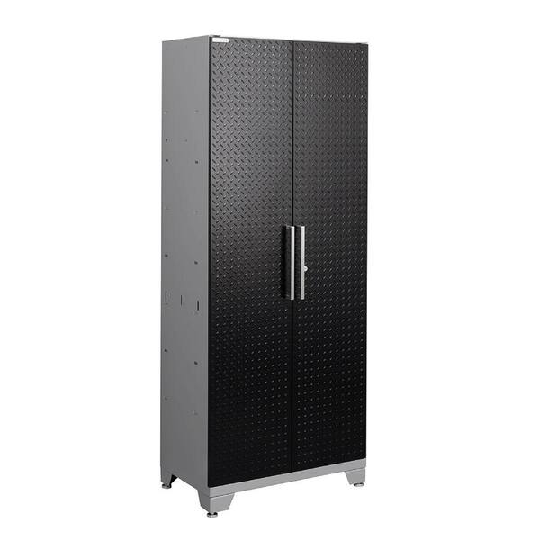 NewAge Products Performance Diamond Plate 75 in. H x 30 in. W x 18 in. D Steel Garage Cabinet in Black