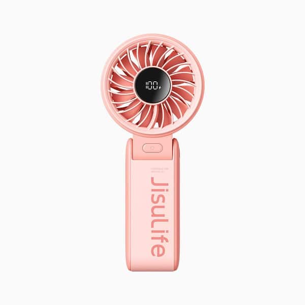 Life7 2.7in 5 Speeds Handheld Personal Fan in Pink with 3600mAh Battery