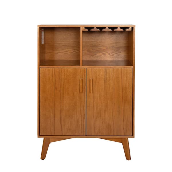 Unbranded 10-Bottle Wood MDF Rustic Sideboard Buffet Wine Cabinet Wine Rack with Wine Glass Holder and Adjustable Shelf