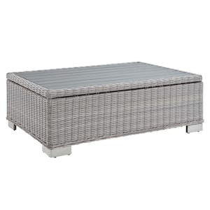 Conway 45 in. Wicker Outdoor Coffee Table in Light Gray