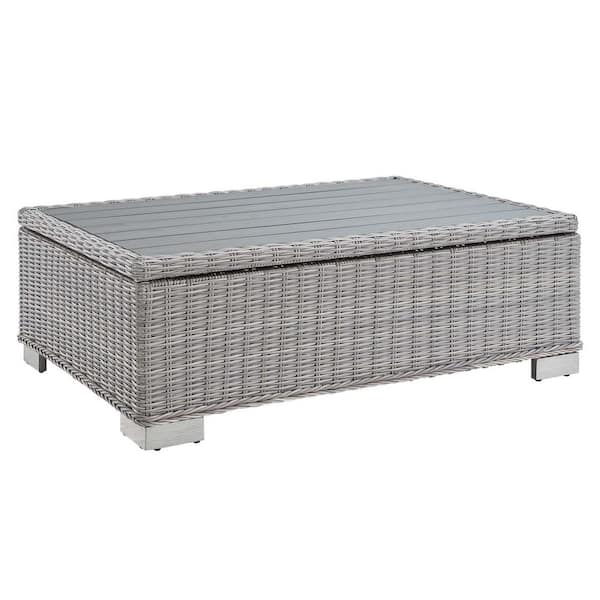 MODWAY Conway 45 in. Wicker Outdoor Coffee Table in Light Gray