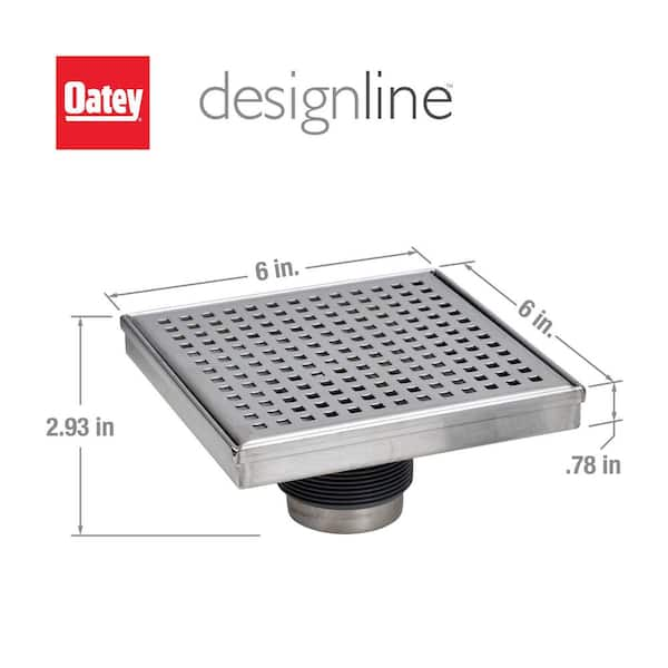 Designline 6 in. x 6 in. Stainless Steel Square Shower Drain with Square Pattern Drain Cover