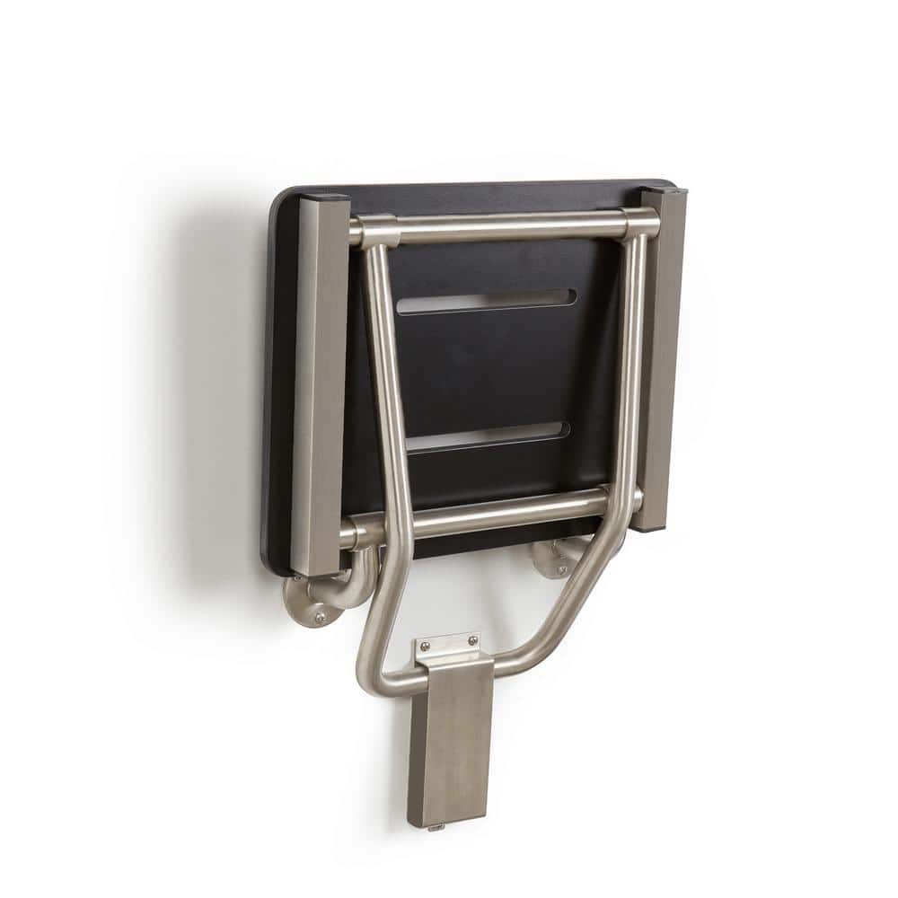 24" x 15" Black Folding Wall Mount ADA Shower Seat Bench