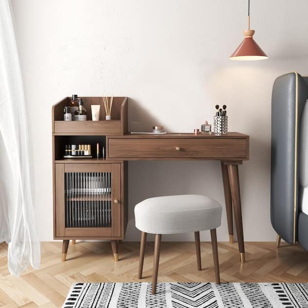 JASIWAY 46.5 in Coffee 1-Drawer Dresser with Side Cabinet