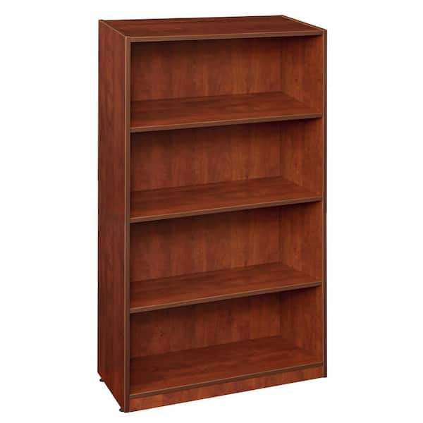 Magons 47 in. Cherry Wood 4-shelf Standard Bookcase with Adjustable Shelves