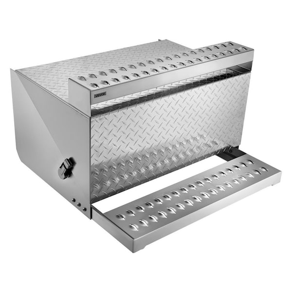 Semi-Truck Step Tool Box, 31 x 30 x 19 in. Heavy Duty Aluminum Plate, Side Truck Tool Box with Shock-Absorbing Latch