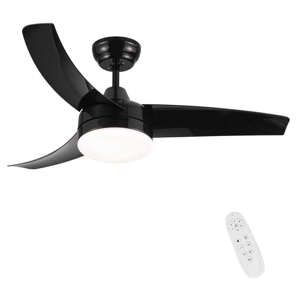 42 in. Integrated LED Indoor Matte Black Ceiling Fan With Light Kit and Rem