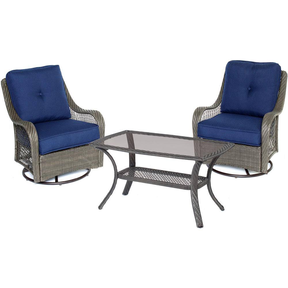 Cambridge Merritt 3Piece Metal Outdoor Conversation Chat Set with Navy
