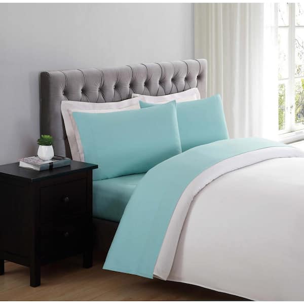 Truly Soft Turquoise 4-Piece Solid 180 Thread Count Microfiber Queen Sheet Set