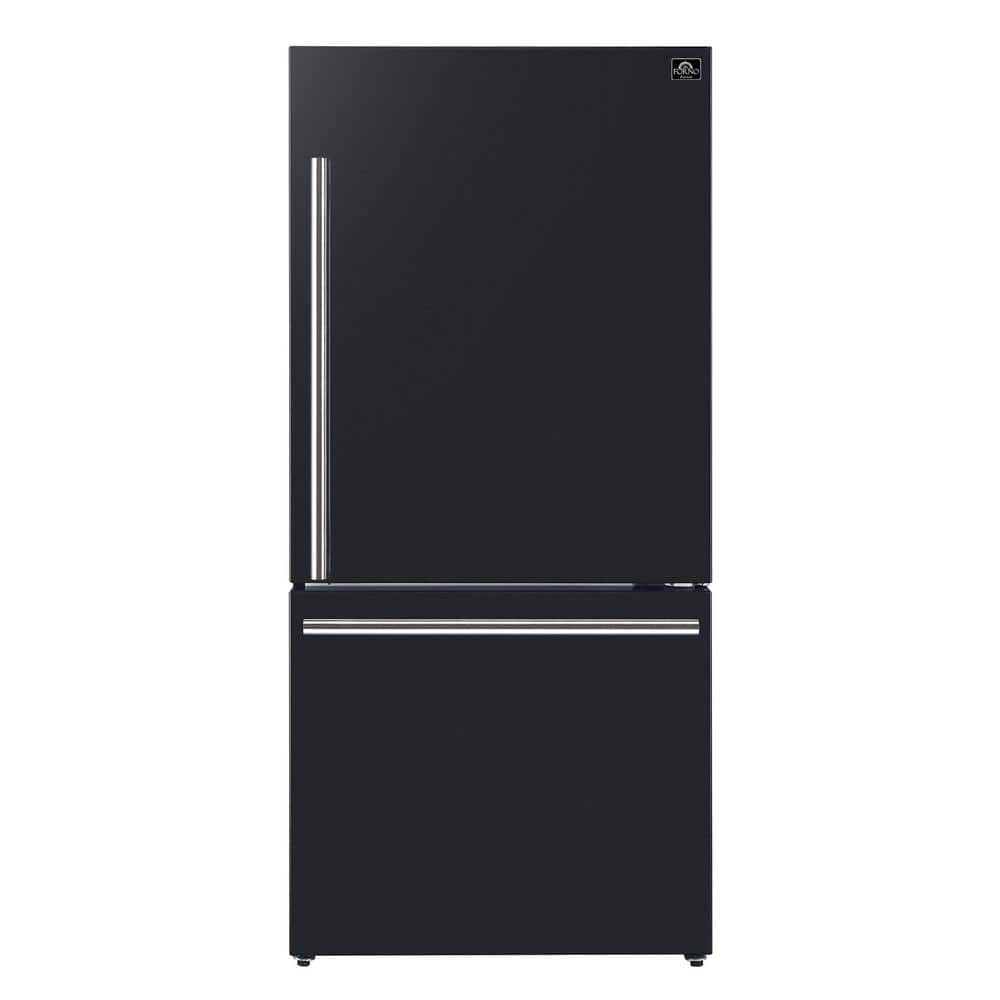 Forno 31 in. 17.2 cu. ft. Antique Brass Handles Included, Milano Espresso  Bottom Freezer Right Swing Door Refrigerator, Black FFFFD1785-31BLK - The