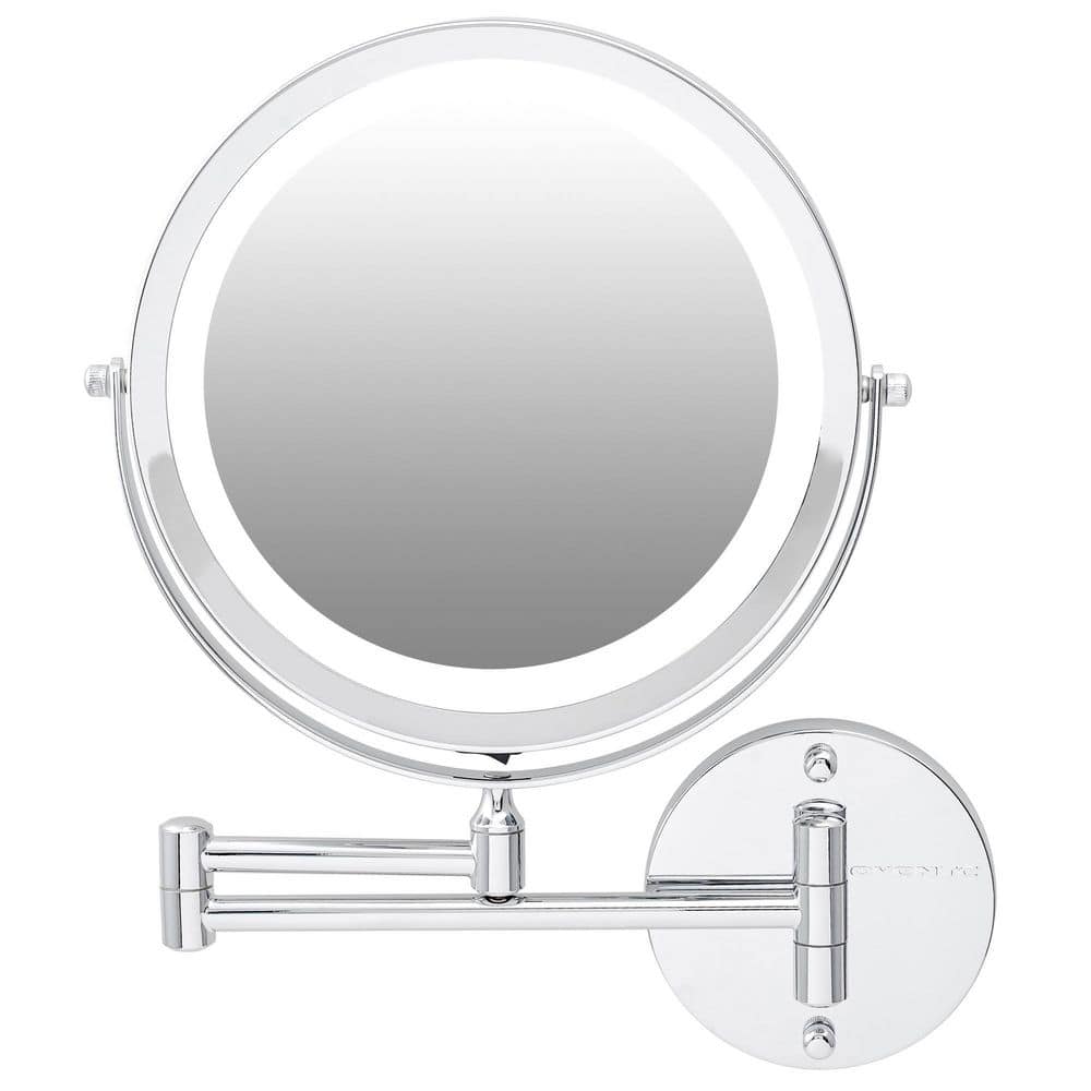 OVENTE 1.6 in. x 13.2 in. Lighted Magnifying Wall Makeup Mirror in Polished  Chrome MFW85CH1X7X The Home Depot