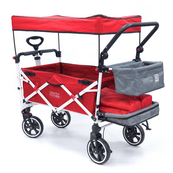 Unbranded 3.4 cu.ft. Metal Folding Garden Cart Titanium Series in Red