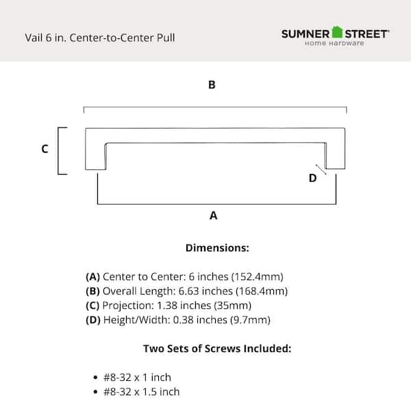 Vail 6 in. Center-to-Center Satin Nickel Drawer Pull Vail 6 in. Center-to-Center Satin Nickel Drawer Pull
