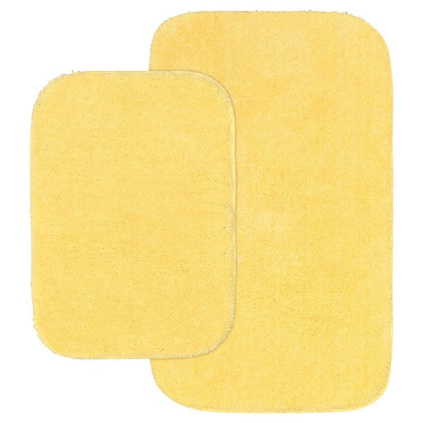 Garland Rug Traditional Rubber Ducky Yellow 21 in. x 34 in. Solid Plush Nylon 2-Piece Bath Mat Set