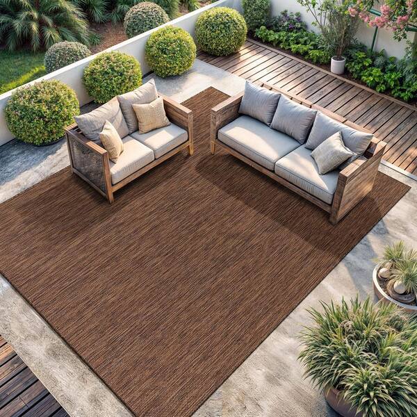CAMILSON Sunshine Solid Gold 6 ft. x 9 ft. Indoor Outdoor Area Rug