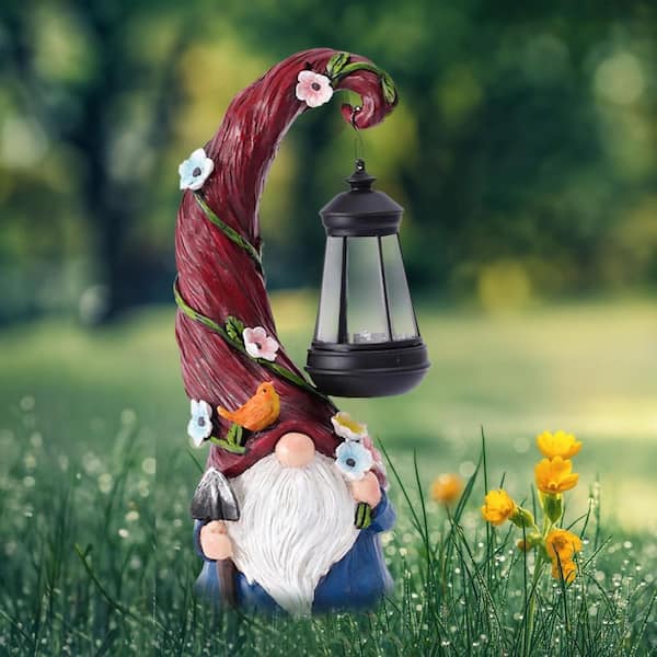 Gnome Garden Decor Statue Solar Gnomes Decorations for Yard with