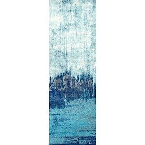 Alayna Abstract Blue 2 ft. 6 in. x 10 ft. Runner Rug