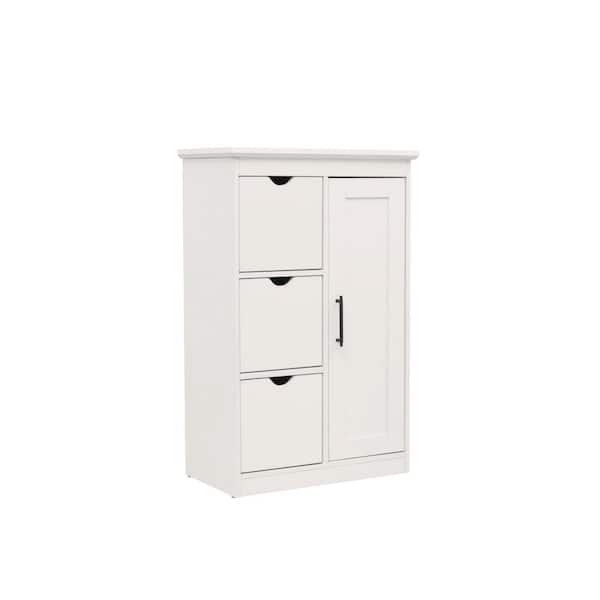 22 in. W x 11.81 in. D x 34 in. H White Freestanding Floor Linen Cabinet