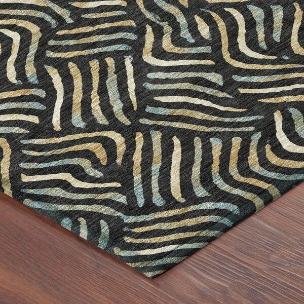 Chantille Machine Washable Indoor/Outdoor Abstract ACN2474 Black 10 ft. x 14 ft. Area Rug