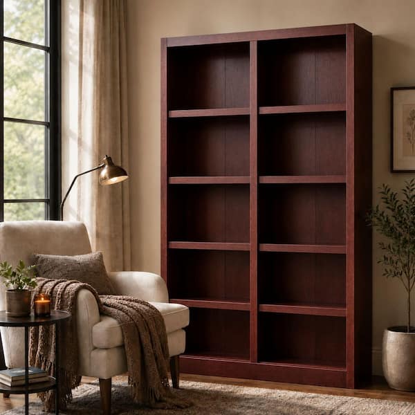 Concepts In Wood 72 in. Cherry Wood 10-shelf Standard Bookcase