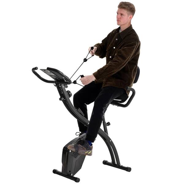 Tidoin Black Steel Folding Electric Exercise Bike with Adjustable Seat,  8-Level Magnetic Resistance and LCD Display DHS-YDW1-6697 - The Home Depot