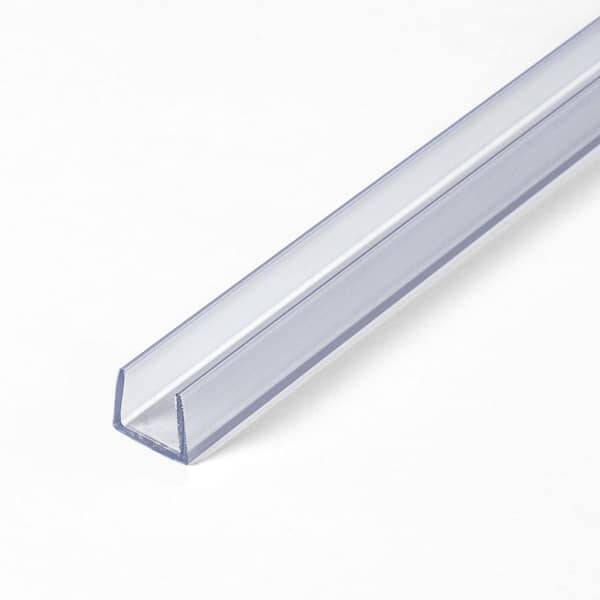 Outwater 3/8 in. D x 3/8 in. W x 72 in. L Clear Rigid PVC Plastic U-Channel Moulding Fits 3/8 in. Board, (18-Pack)
